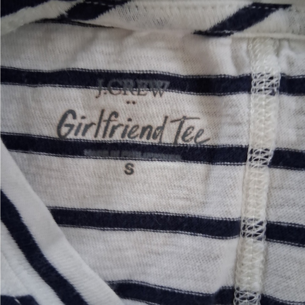 J. Crew Black and White Striped Short Sleeve Girlfriend Tee 100% cotton - Picture 4 of 6